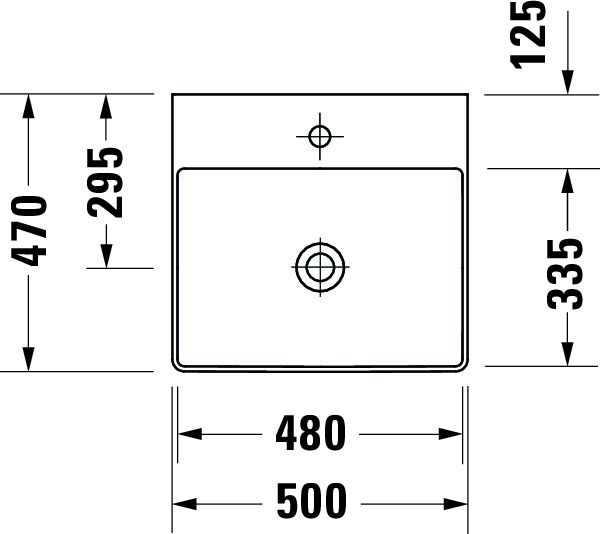 Duravit DuraSquare Waschtisch 50x47cm, ohne Überlauf, mit Wondergliss, mit nicht verschließbarem Ablaufventil, weiß 23535000701