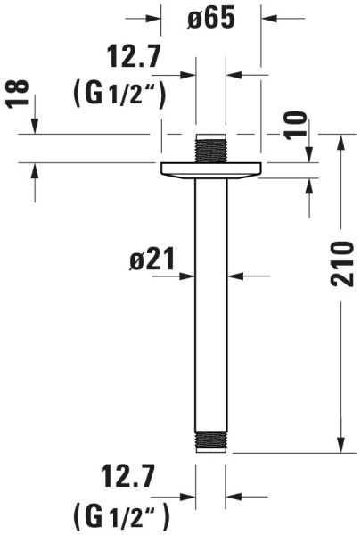 Duravit Deckenanschluss 20cm für Kopfbrause, rund, chrom