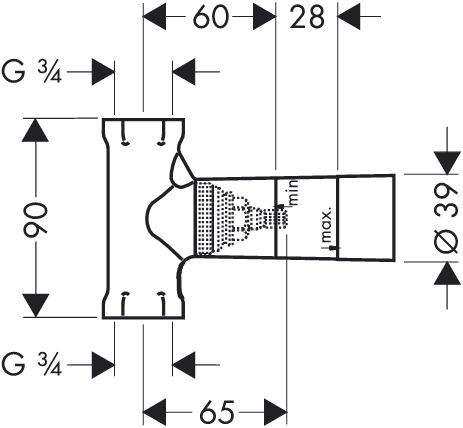 Hansgrohe Grundkörper 130 l/min für Abstellventil Unterputz Spindel