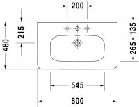 Vorschau: Duravit DuraStyle Waschtisch rechteckig 80x48cm, mit Hahnloch, mit Überlauf, WonderGliss, weiß 23208000001