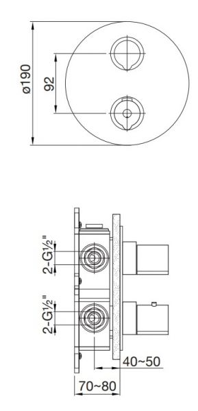 Steinberg Fertigmontageset für Unterputzthermostat mit 2-Wege-Umsteller, Abdeckplatte rund