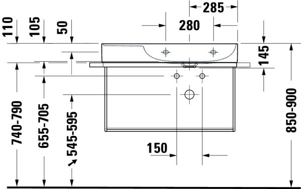 Duravit DuraSquare Waschtisch 80x47cm, ohne Überlauf, mit Wondergliss, mit nicht verschließbarem Ablaufventil, weiß 23498000411