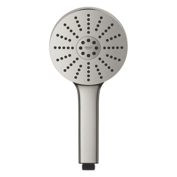 Grohe Vitalio Joy+ 120 Handbrause mit 3 Strahlarten, 6,3 l/min, supersteel 134863DC00 