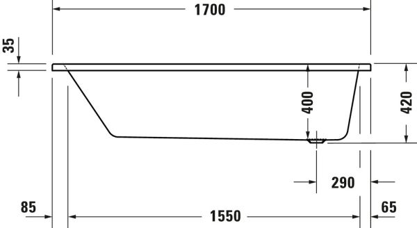 Duravit No.1 Rechteck-Badewanne 170x75cm, weiß