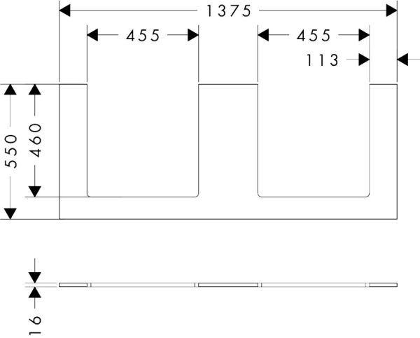 hansgrohe Xilesa E Konsole 137,5x55cm für 2 Aufsatzwaschtische