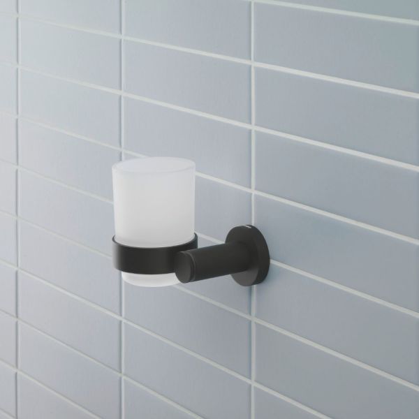 Duravit D-Code Zahnputzbecher Wandmontage, links, schwarz matt