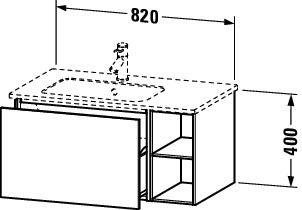 Duravit L-Cube Waschtischunterschrank 82x48cm 1 Schublade und 2 Fächer rechts f. ME by Starck 234583