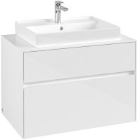 Villeroy&Boch Collaro Waschtischunterschrank passend zu Aufsatzwaschtisch 4A336G, 4 Auszüge, 80cm, glossy white, C08000DH