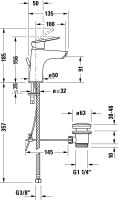 Vorschau: Duravit No.1 Einhebel-Waschtischmischer S Minus-Flow mit Zugstangen-Ablaufgarnitur, chrom