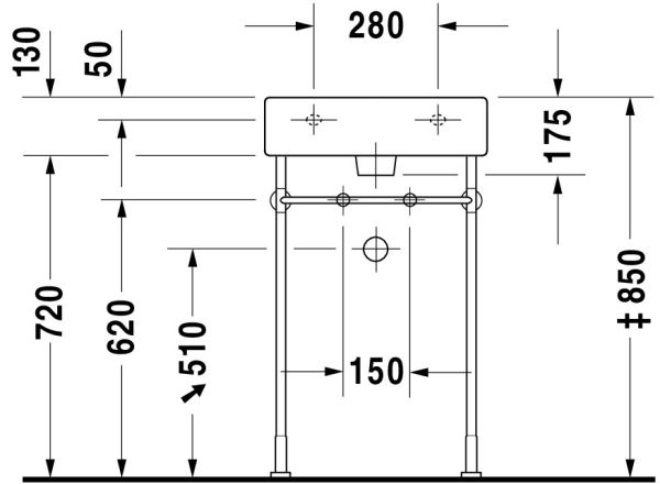 Duravit Vero Waschtisch rechteckig 50x47cm, 1 Hahnloch, mit Überlauf, WonderGliss, geschliffen, weiß 04545000271