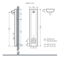 Vorschau: WimTec PROOF P4 HyPlus manuelles Duschpaneel 9V Batteriebetrieb, edelstahl