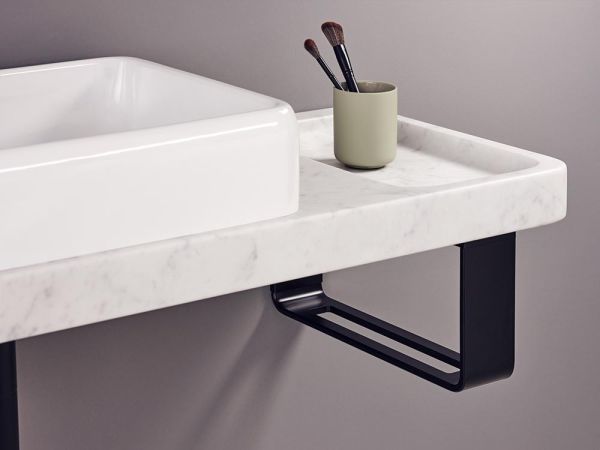 Duravit Qatego Natursteinkonsole aus Carrara Marmor mit Aufsatzbecken und Konsolenträger, 140x45cm, weiß D4800700