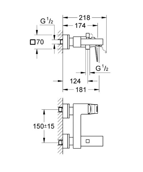 Grohe Eurocube Einhand-Wannenbatterie