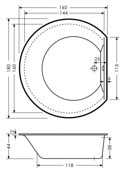 Polypex CALLAS Badewanne 160x180cm