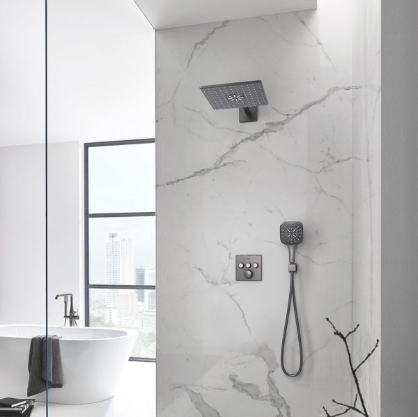Grohe Rainshower 310 SmartActive Cube Kopfbrause 31x31cm hard graphite gübürstet 26479AL0