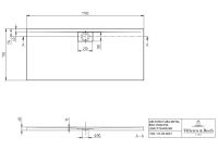 Vorschau: Villeroy&Boch Architectura MetalRim Duschwanne, 170x75cm, weiß, UDA1775ARA248V-01 techn. Zeichnung
