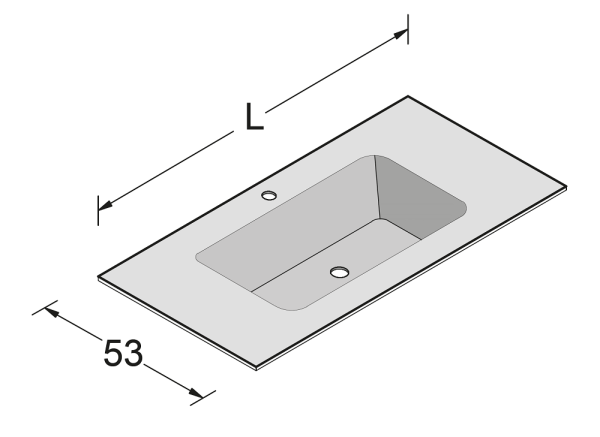 Artelinea BASINTOP Waschtisch 90x53cm, 1 Hahnloch, Becken INCISA62, opalite bianco