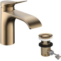 hansgrohe Vivenis Waschtischarmatur 80 mit Zugstangen-Ablaufgarnitur, brushed bronze 75014140