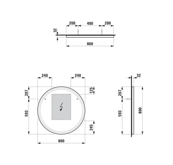 Laufen Base 2.0 Spiegel Ø80cm mit umlaufender LED-Beleuchtung, schwarz matt