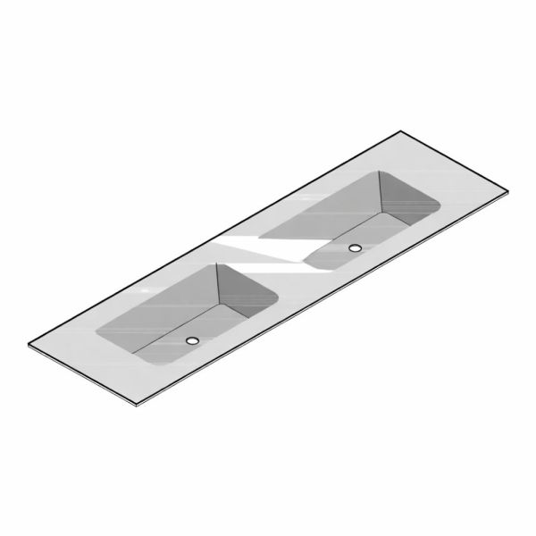 Artelinea Monolite Basin Top Doppelwaschtisch 150x53cm für Unterschrank, opalite bianco