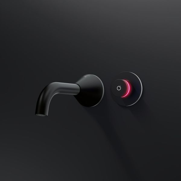 Steinberg Serie 310 iconic elektronische Wand-Waschtischarmatur schwarz matt 3101814S