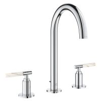 Vorschau: Grohe Atrio 3-Loch-Waschtischarmatur L-Size mit Ablaufgarnitur, für Atrio Hebelgriffe aus White Attica Caesarstone 48458000, 20593000