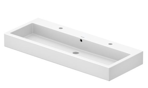 Duravit Vero Waschtisch rechteckig 120x47cm, 2 Hahnlöcher, mit Überlauf, WonderGliss, geschliffen, weiß 04541200261