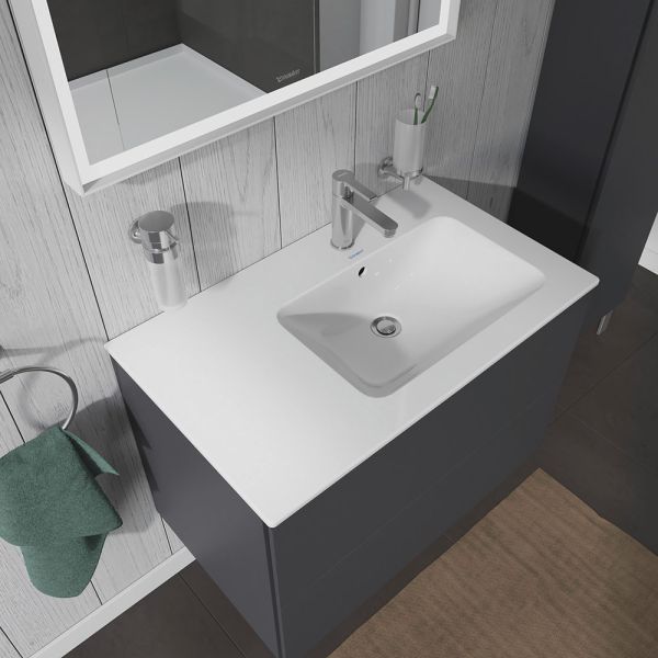 Duravit ME by Starck Waschtisch 83x49cm, 1 Hahnloch, Becken rechts, WonderGliss, weiß 23468300001