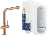 Grohe Blue Home Einhand-Spültischbatterie mit Filterfunktion, Bluetooth und WIFI, L-Auslauf 31454DL1 warm sunset gebürstet 