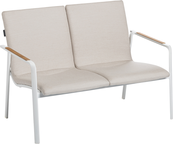 KETTLER DINING DIAMOND Lounge 2er Bank Sunbrella®, weiß matt/ natte linen