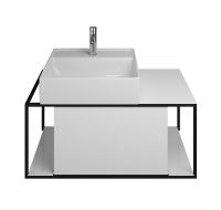 Vorschau: Burgbad Junit Badmöbel-Set 90cm, Leuchtspiegel, Aufsatzwaschtisch und WT-Unterschrank