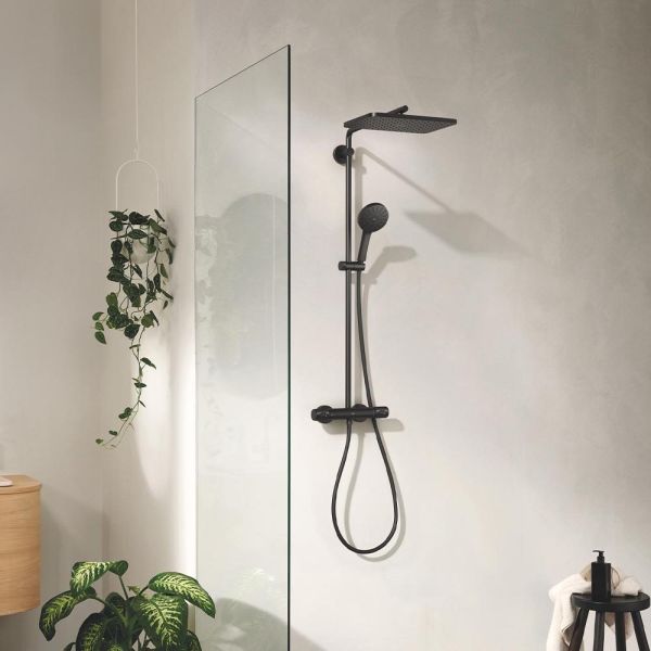 Grohe Vitalio Joy+ System 350x230 CoolTouch Duschsystem mit Thermostatbatterie, Aufputz, schwarz matt 1142692430