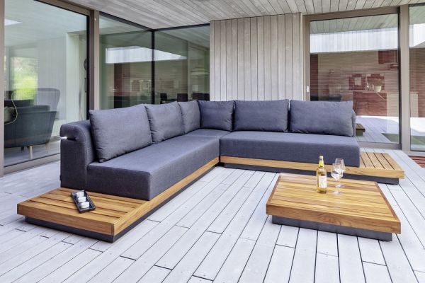 KETTLER ROYAL PLATFORM Sofa-Lounge-Set 4-teilig, Sunbrella®, anthrazit/ teakholz