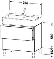 Vorschau: Duravit L-Cube Waschtischunterschrank bodenstehend 78x46cm mit 2 Schubladen für Vero Air 235080, techn. Zeichnung