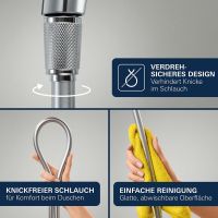 Vorschau: Grohe VitalioFlex Silver Brauseschlauch 2m mit ProGrip mit Rändelstruktur & AntiFold Technologie