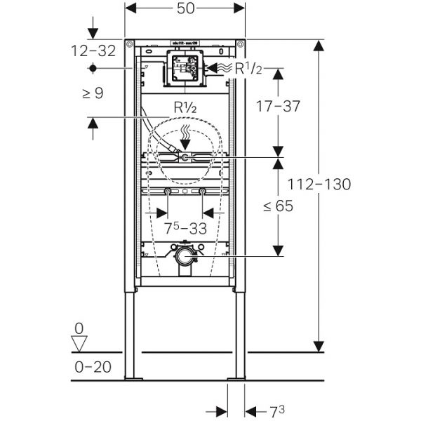 Geberit Duofix Element für Urinal, 112–130cm, universell, für Sprühkopf