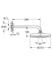 Vorschau: Grohe Tempesta 210 Kopfbrauseset 286mm, EcoJoy 9,5 l/min, chrom