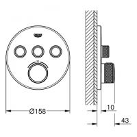 Vorschau: Grohe Grohtherm SmartControl Thermostat mit 3 Absperrventilen, Fertigmontageset rund