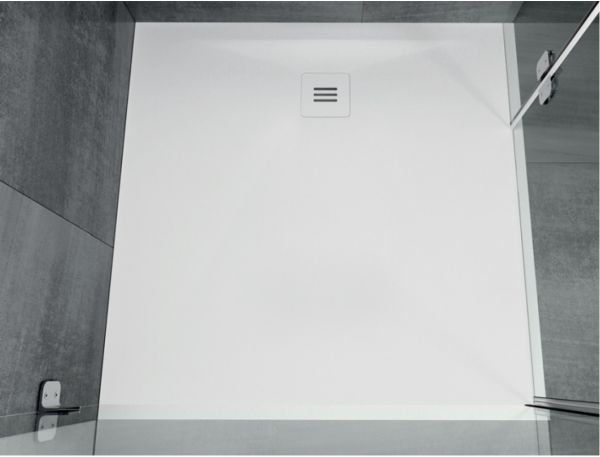 RIHO Solid Surface Velvet Sole Duschwanne 100x90x3cm, ohne Füße, weiß seidenmatt