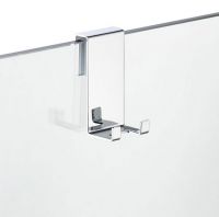 Avenarius Universal Halter für Duschabtrennung mit 2 Haken für 6,8,10mm Glasstärke, chrom