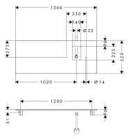 Vorschau: Hansgrohe Xelu Q Konsole 136cm mit Ausschnitt rechts, für Aufsatzwaschtisch mit Hahnloch