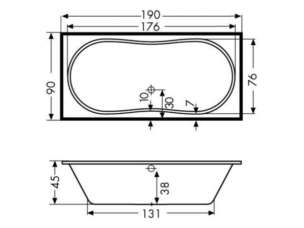 Polypex HAPPY 1900 Rechteck-Badewanne 190x90cm