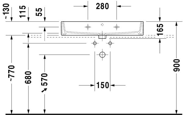 Duravit Vero Air Waschtisch rechteckig 80x47cm, mit Überlauf, ohne Hahnloch, weiß 2350800060