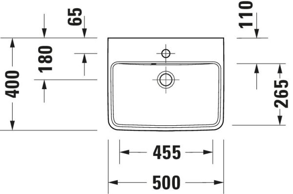 Duravit Duravit No.1 Handwaschbecken rechteckig 50x40cm, mit Hahnloch, mit Überlauf, weiß 0743500000