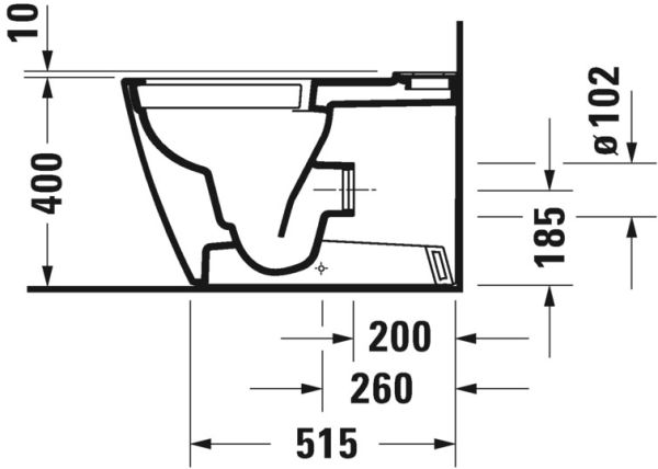 Duravit Viu Stand-WC für Kombination, Tiefspüler, eckig, spülrandlos, weiß