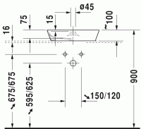 Vorschau: Duravit Cape Cod Aufsatzbecken mit Armatureninsel, ohne Überlauf, Ø48cm, weiß