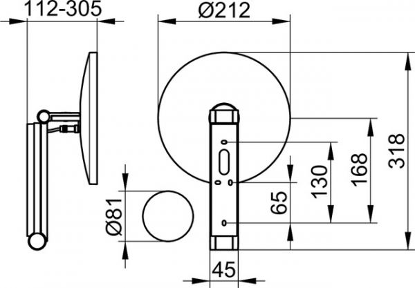 Keuco iLook_move Kosmetikspiegel Ø21cm DALI-steuerbar, beleuchtet, 5-fache Vergrößerung