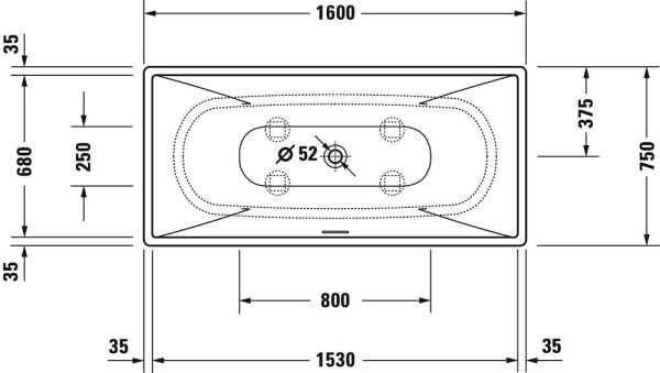 Duravit DuraSquare freistehende Badewanne rechteckig 160x75cm, weiß