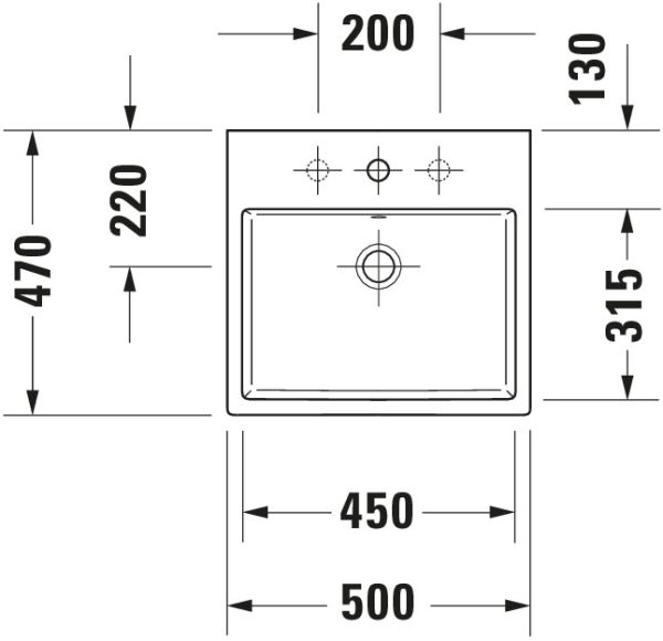 Duravit Vero Air Waschtisch rechteckig 50x47cm, ohne Überlauf, ohne Hahnloch, weiß 2350500079
