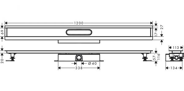 Hansgrohe uBox universal Komplettset für flache Installation 120cm, für Duschrinnen Fertigsets